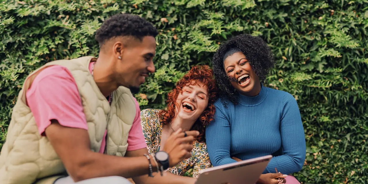 Marketing team using platforms, social networks and websites to communicate with the customer