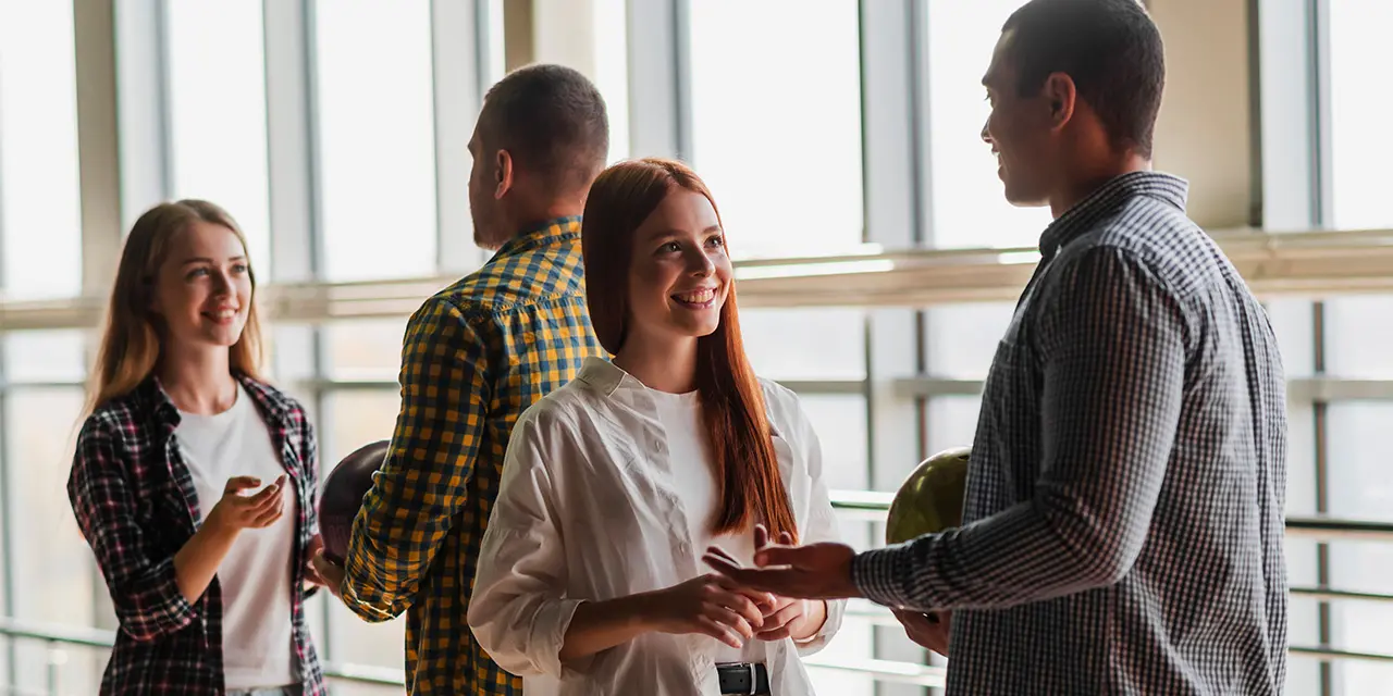 Professionals practicing networking