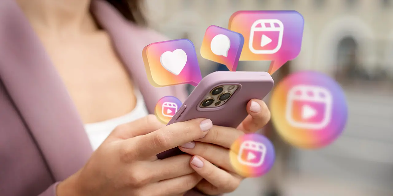 Profissional compartilhando cartão de visita digital no Instagram.